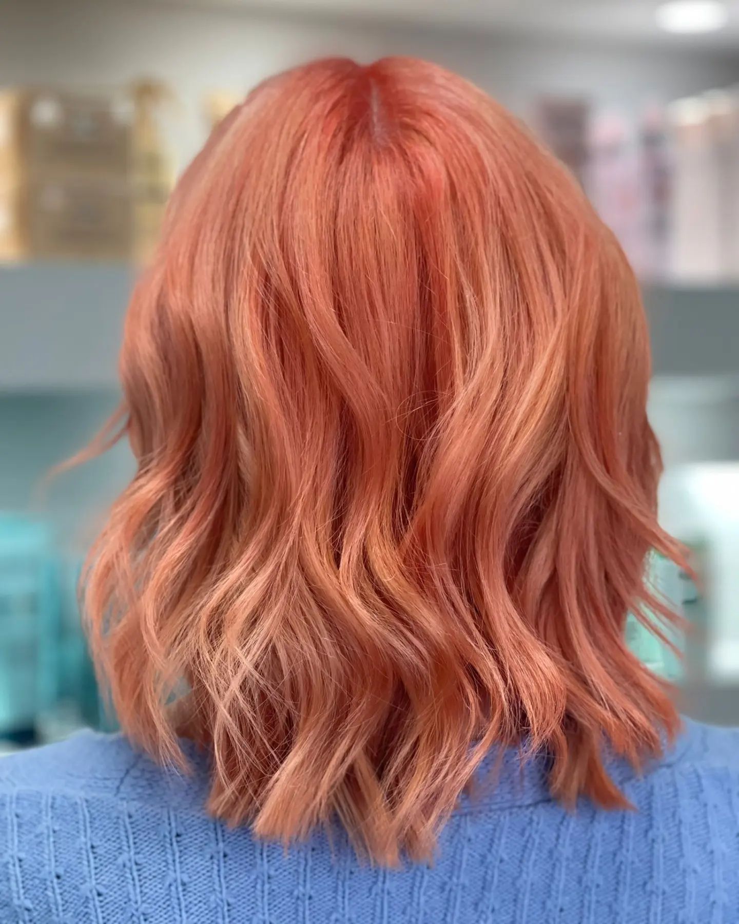 peach hair colour at hair lab hair salon in Woking