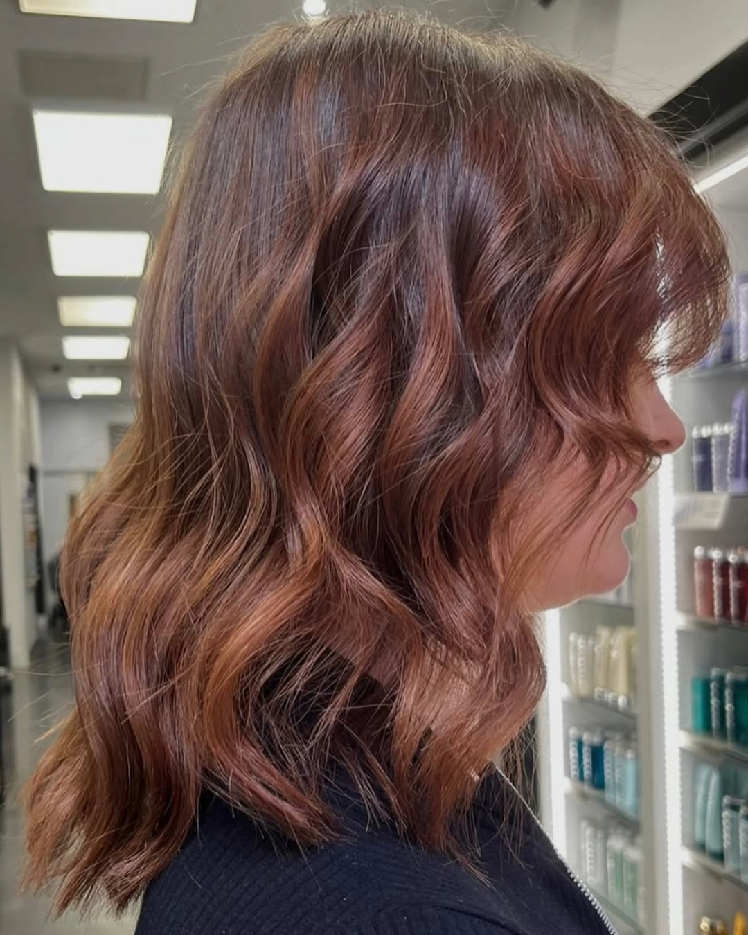 a mid length layered hair cut