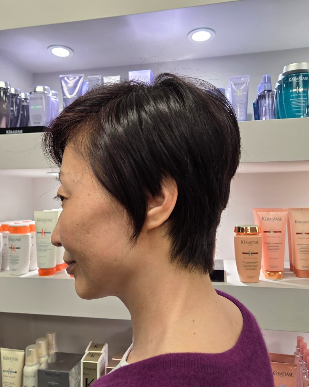 after a short bob hair cut makeover from mid length at hair lab salons in woking and basingstoke 