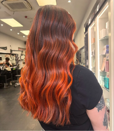 After a Warm Copper Hair colour on long hair at hair lab salons (2) After a Warm Copper Hair colour on long hair at hair lab salons (2)
